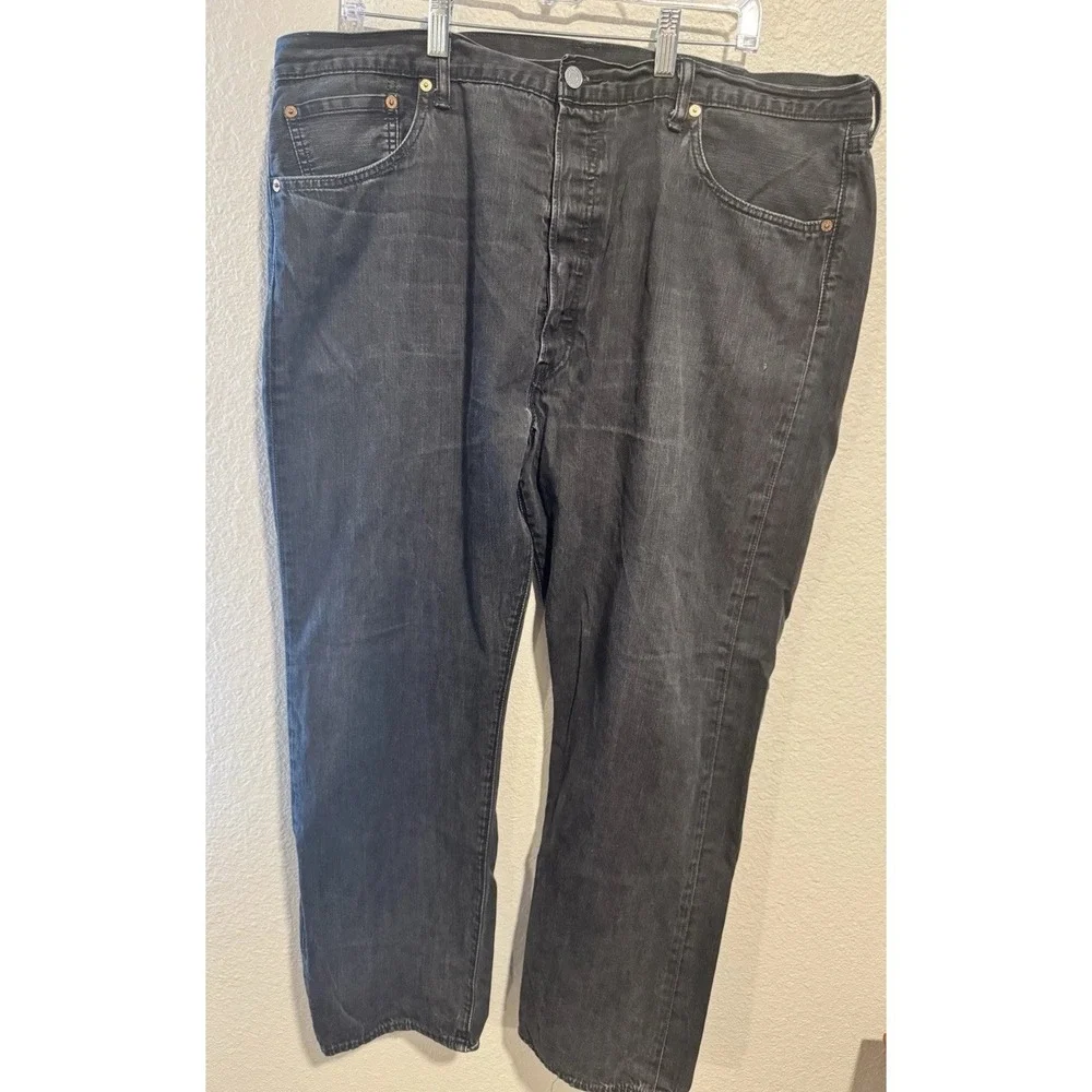 🐴 Vintage Levi's 501 Men's Black Jeans  42x30 Button Fly Big&Tall